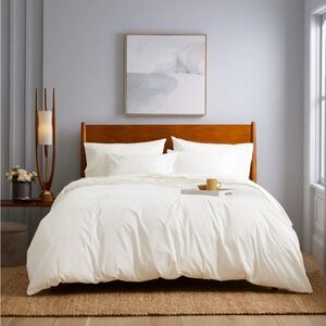QUINCE Organic Percale Duvet Cover King Cal King White